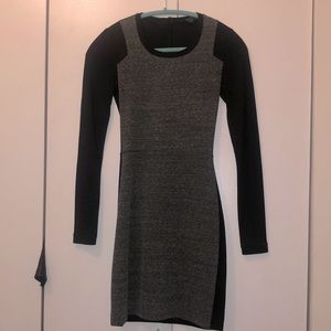 French Connection Grey Black Tweed Knit Long Sleeve Dress 0 XS